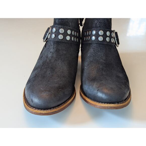 NWOT Sofft Allene II Suede Leather Black Studded Cowboy Boots Bootie Side Zip 6M - Picture 4 of 9